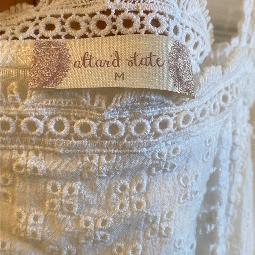 Altar'd State 100% Cotton White Eyelet Free Spirited Boho style Dress - Picture 12 of 13